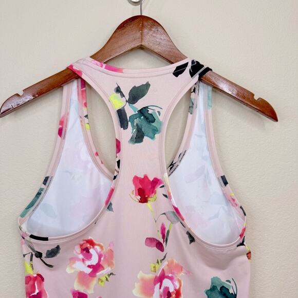 ATHLETA Shanti Womens Sz M Tank Top Pink Floral Racerback Athleisure Yoga - Picture 6 of 14